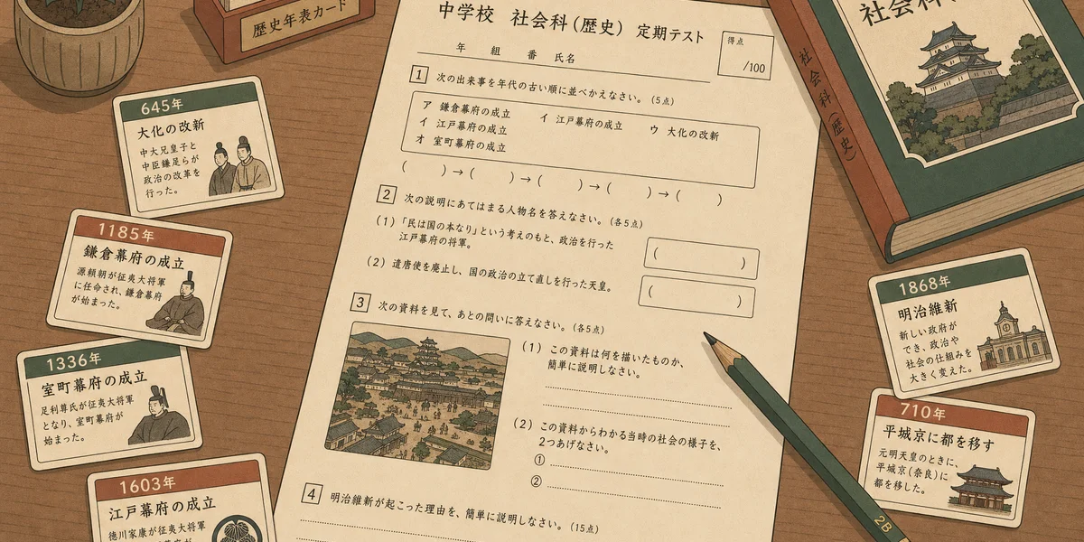 中学社会の小テスト・4択問題をAIで作る｜歴史・公民・地理の教科別プロンプト集