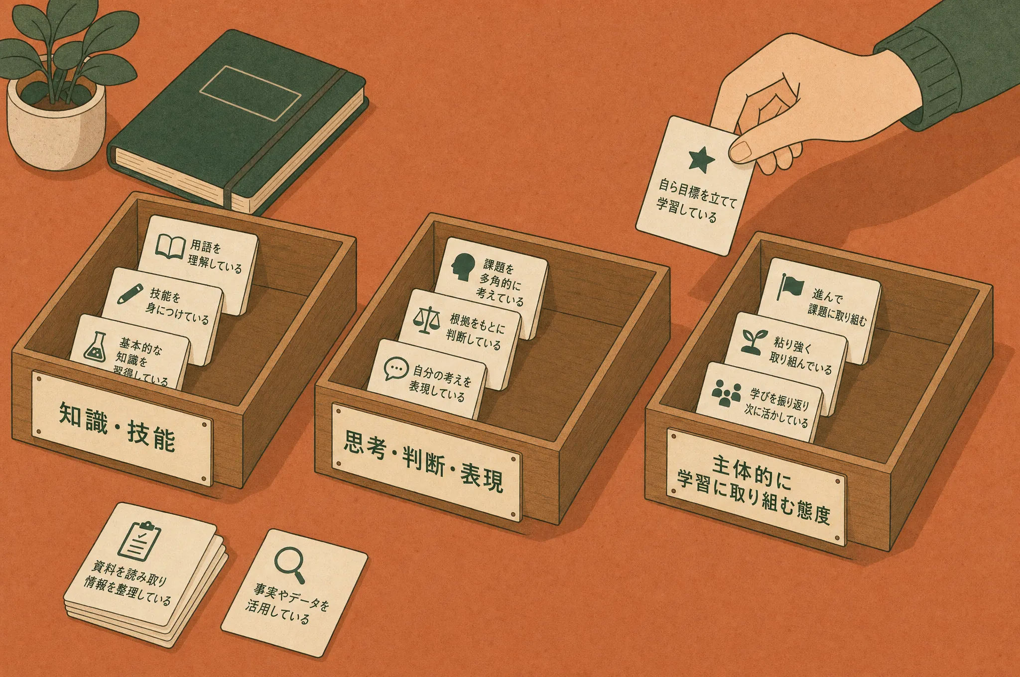 AIが生成した所見を3観点のどれに対応させるか判断するイメージ